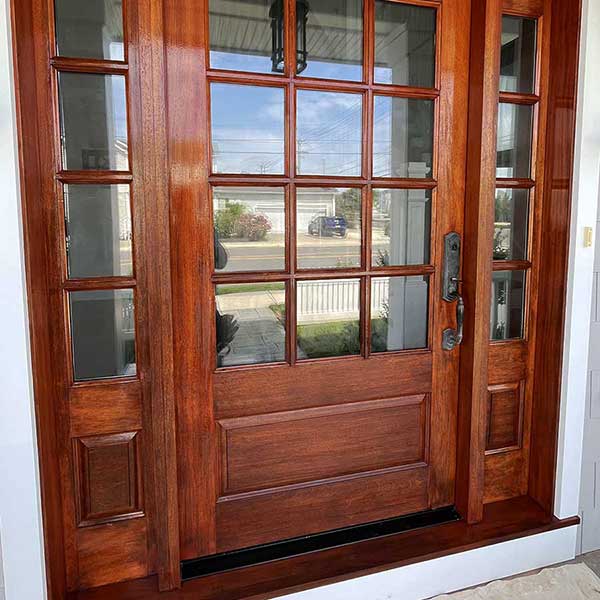 Professionally painted front door in vibrant colors